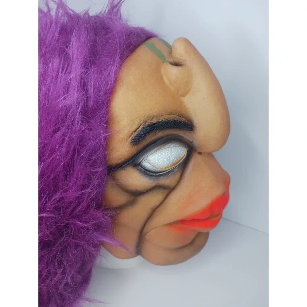 Vintage Fun World Halloween Mask - Purple Hair , Upside Down Nose